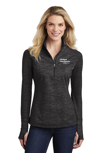 28 Points - Sport-Tek Ladies Sport-Wick Stretch Reflective Heather 1/2-Zip Pullover